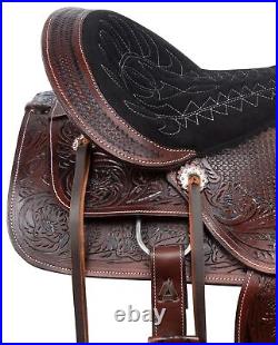 WESTERN TRAIL LEATHER EQUITATION HORSE SADDLE TACK 17 in