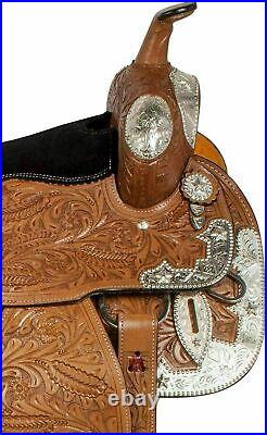 WILDRACE Silver Premium Genuine Cowhide Leather Western Pleasure Show Saddle