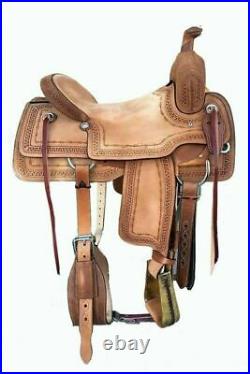 WILDRACE Western Natural Strip Leather Strip Down Roper Ranch Saddle