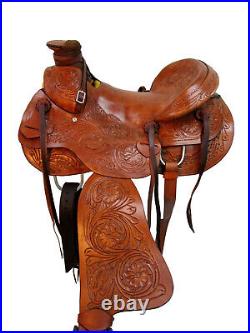 Wade Saddle 15 16 17 18 Pro Western Roping Roper Floral Tooled Leather Tack Set