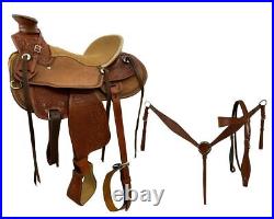 Wade Style Roping Saddle Set Basket and Floral Tooling Full QH Bars 16 17 NEW