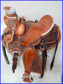 Wade Tree Leather Western Hand Carve Roper Ranch Horse Saddle Tack Set size 15