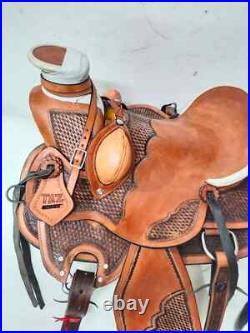 Wade Tree Leather Western Hand Carve Roper Ranch Horse Saddle Tack Set size 15