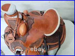Wade Tree Leather Western Hand Carve Roper Ranch Horse Saddle Tack Set size 15