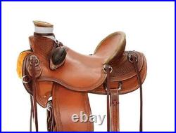 Wade Tree Premium Leather Horse Western Saddle With Tack Set + Girth