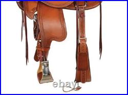 Wade Tree Premium Leather Horse Western Saddle With Tack Set + Girth