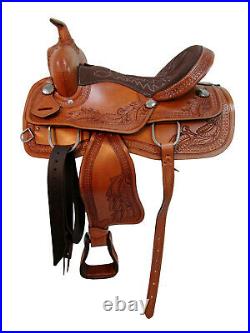 Waffle Leather Floral Pleasure Trail Barrel Cowboy Western Stamped Horse Saddle