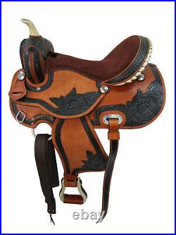 Western Arabian Horse Saddle Pleasure Tooled Leather Trail Tack Set 15 16 17 18