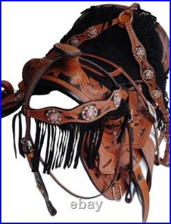 Western Barrel Full Grain Leather Saddle, Handmade Saddle 10 To 16 With Set