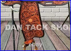 Western Barrel Leather Horse Racing Saddle with Tack Set and Free shipping
