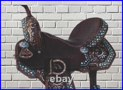 Western Barrel Leather Horse Saddle Crocodile seat with Tack Set free Shipping