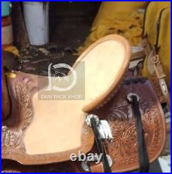 Western Barrel Leather Horse Saddle with Tack Set 10 to 18 size Free shipping