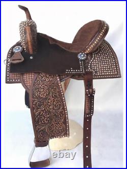 Western Barrel Racing Equestrian Horse Saddle Premium Leather Trail Tack 12-18