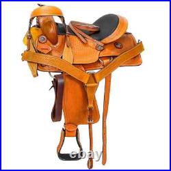 Western Barrel Racing Horse Saddle Premium Leather with tack set 10'' to 18' in