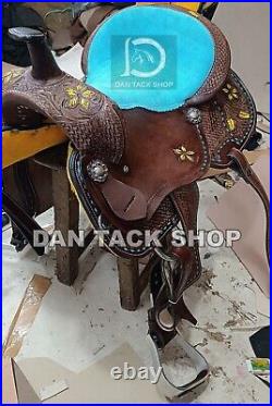 Western Barrel Racing Horse Saddle Suede Seat with Tack Set Free Shipping