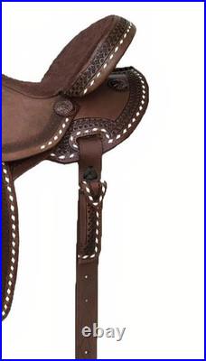 Western Barrel Racing Horse Saddle Tooled Carved Leather With Complete Set