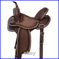 Western Barrel Racing Horse Saddle Tooled Carved Leather With Complete Set