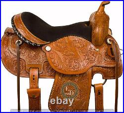 Western Barrel Racing Pleasure Leather Horse Saddle Full Tack Set. Size-10-18