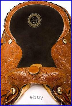 Western Barrel Racing Pleasure Leather Horse Saddle Full Tack Set. Size-10-18