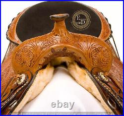 Western Barrel Racing Pleasure Leather Horse Saddle Full Tack Set. Size-10-18