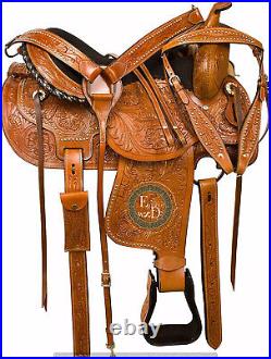 Western Barrel Racing Pleasure Leather Horse Saddle Full Tack Set. Size-10-18