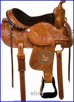 Western Barrel Racing Pleasure Leather Horse Saddle Full Tack Set. Size-10-18