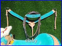 Western Barrel Racing Premium Leather Trail Horse Tack Saddle All Size Free Ship