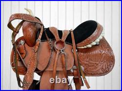Western Barrel Racing Saddle Horse Pleasure Cowgirl Tooled Used Leather 15 16 17