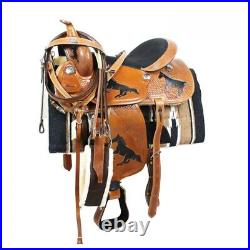 Western Barrel Racing Trail Horse Saddle Tack Premium Leather Tooled 10-18 kjyij