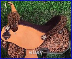 Western Barrel Racing Trail Horse Tack Saddle Premium Leather Size- (10 to 19)