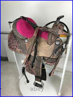 Western Barrel Racing Youth Child Pony Premium Leather Horse Saddle Size 10 to13