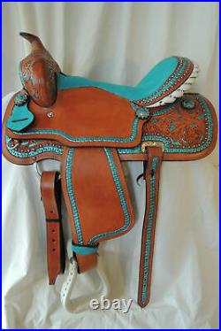 Western Barrel Racing Youth Child Pony Premium Leather Horse Saddle Size 12 to13