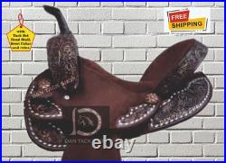 Western Barrel Saddle for Horse Riding Round Skirt Hand Carving with Tack Set