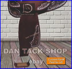 Western Barrel Saddle for Horse Riding Round Skirt Hand Carving with Tack Set