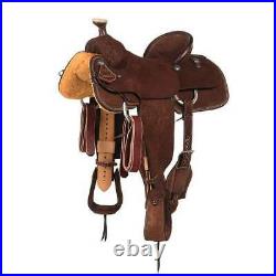 Western Brown Leather Hand Tooled/carved Roper Ranch Saddle 15,1617 18