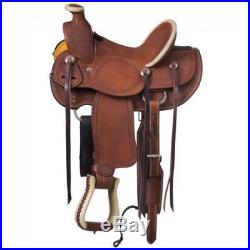 Western Brown Roper Ranch Hand Tooled and Carved 16 Saddle