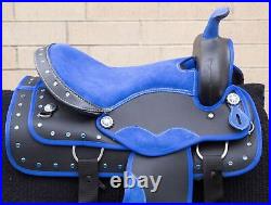 Western Cordura Horse Saddle Trail Barrel Synthetic Tack Blue Used 16 17 18in