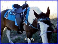 Western Cordura Trail Barrel Pleasure Horse SADDLE Blue 4917
