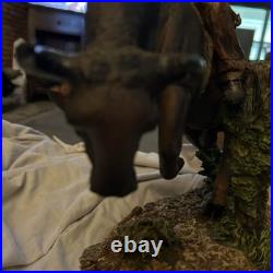 Western Cowboy On Bucking Bull Vintage Resin Beautiful 14 Tall