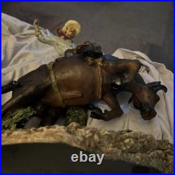Western Cowboy On Bucking Bull Vintage Resin Beautiful 14 Tall