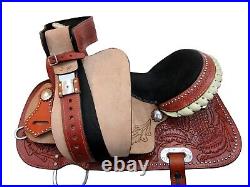 Western Cowboy Saddle 15 16 17 Barrel Racing Pleasure Tooled Leather Tack Set