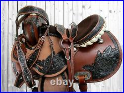 Western Cowboy Saddle 15 16 Barrel Racing Pleasure Floral Tooled Leather Tack