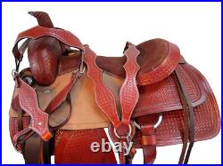 Western Cowboy Trail Saddle Horse Pleasure Floral Tooled Leather Set 15 16 17 18