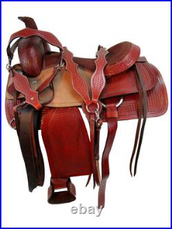 Western Cowboy Trail Saddle Horse Pleasure Floral Tooled Leather Set 15 16 17 18