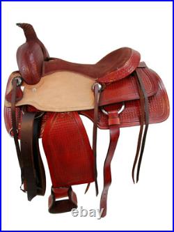 Western Cowboy Trail Saddle Horse Pleasure Floral Tooled Leather Set 15 16 17 18