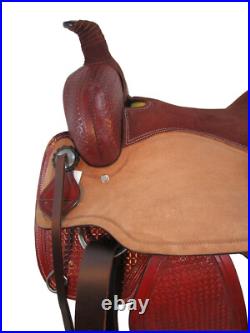 Western Cowboy Trail Saddle Horse Pleasure Floral Tooled Leather Set 15 16 17 18