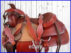 Western Cowboy Trail Saddle Horse Pleasure Floral Tooled Leather Set 15 16 17 18