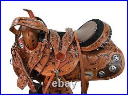 Western Cowboy Used Saddle Barrel Racing Pleasure Tooled Leather Tack 15 16 17