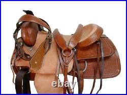 Western Cowgirl Roping Roper Ranch Horse Saddle 16 17 Tooled Leather Tack Set