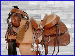 Western Cowgirl Roping Roper Ranch Horse Saddle 16 17 Tooled Leather Tack Set